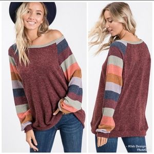 Brushed Multi Color Sleeve Top